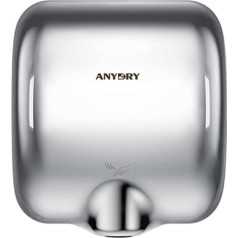 anydry 2800 Classic Electric Hand Dryer Automatic 8-12 Seconds Quick Dry Wall Mounted Polishing Stainless Steel 1400-1650 W.