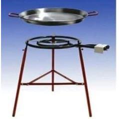 Paelleras El Cid Huelva Paella bārbekjū komplekts ar 2 spuldzēm 45 cm gāzes degli, 3 gredzenu (17,5 kW), 65 cm cepšanas pannu, pastiprinātas kājas, komplektā ir šļūtene un spiediena regulators