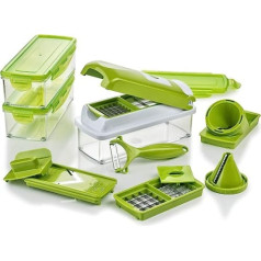 Genius Nicer Dicer Smart, ieskaitot Julietti, 16 gabali, augļu griezējs, sīpolu griezējs, kartupeļu smalcinātājs, tomātu griezējs, dārzeņu griezējs, kā redzams televizorā