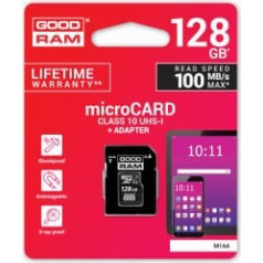 Goodram 128gb microsdhc cl10 uhs atmiņas karte un + adapteris