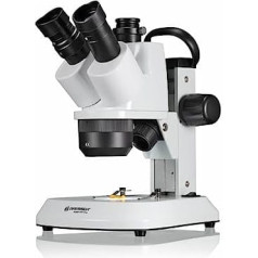 Bresser STR Trino Trinocular Stereo Microscope Analyth 10x - 40x ar atsevišķi regulējamu LED atvēršanu un caurspīdīgu gaismu un pārnēsāšanas rokturi mobilai lietošanai