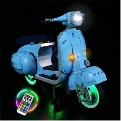 BrickBling LED gaismas komplekts Lego Vespa 125 RGB tālvadības pults dekorācijas apgaismojuma komplekts Lego 10298 Vespa Vintage skrejritenim, radoša dāvana pieaugušajiem - tikai lukturu komplekts, nav Lego modeļa