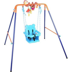 OYE Baby Swing Foldable Indoor Outdoor Toddler Swing Set with Backrest Baby Seat + Baby Spiral Hanging Toy for Baby Kids Gift