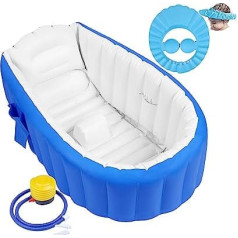 Piepūšamā vanna Baby Bath Piepūšamā vanna ar gaisa sūkni un dušas vāciņu zīdaiņiem, jaundzimušajiem, bērniem, zēniem un meitenēm