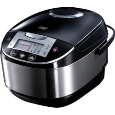 Russell Hobbs 21850-56 Multicooker Cook @ Home, 11 gatavošanas programmas, gatavošanas piederumi, pretkondensāta vāks, 5,0 l, 900 vati, nerūsējošais tērauds / melns