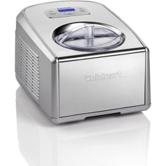 Cuisinart Icecream & Gelato profesionāla saldējuma automāts ar pašatdzesējošo kompresoru, 1,5 l tilpums, nerūsējošā tērauda saldējuma platums, mājās gatavots saldējums, saldēts jogurts un gelato, ICE100E