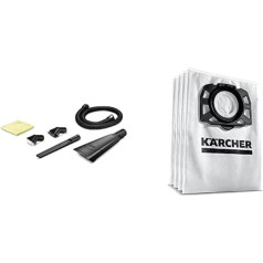 Karcher KFI 487 automašīnas salona tīrīšanas komplekts, kas piemērots mājas un dārza mitrajam/sausajam putekļsūcējam un vilnas filtra maisiņam