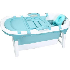 CRS Foldable Bathtub 118 x 61 x 58 cm for Children and Adults with Cushion, Ideal for Small Bathrooms, Foldable Mobile Bathtub, Portable Folding Bathtub for Standing Up