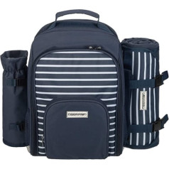 Anndora Picnic Backpack with Accessories 11 Pieces for 2 People - Models to Choose From, Navy Blue White Set