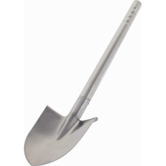 LUBAN Stainless Steel Spade Length: 60 cm, Round Spade with Tapered Leaf, Small Rustproof Metal Garden Spade for Digging