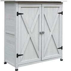 Outsunny Wooden Garden Cabinet with 2 Doors Tool Shed with Asphalt Roof Grey 110 x 55 x 117 cm