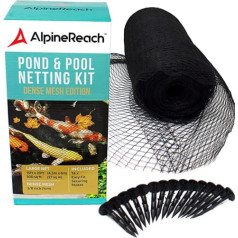 AlpineReach 4,5 mx 6 m dīķa tīkls, smalks acs (10 x 10 mm), īpaši izturīgs austs tīkls, putnu aizsargtīkls, kaķu tīkls, aizsargā koi zivis no zilajiem gārņiem, putniem, lapām, UV izturīgs, melns