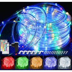 20 m LED lampa Fairy Lights Outdoor 200 LED Light Tube Outdoor IP68 16 Colors Fairy Lights Iekštelpu strāvas darbināma terases gaismas caurule Barošana ar tālvadības pulti dārza balkona istabas kāzām