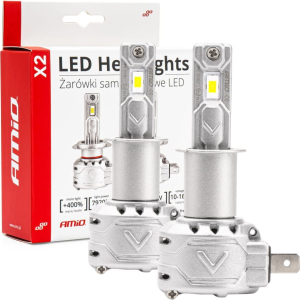 x2 sērijas amio h3 led auto spuldzes