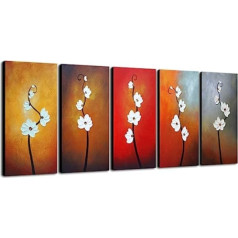 Wieco Art For You III 100% Hand-painted Best-selling Quality Goods Wood Framed on the Back High Q. Wall Decor Floral Oil Painting on Canvas 5pcs/set