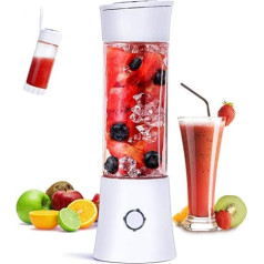 Fityou mini smūtiju veidotājs, pārnēsājams blenderis, uzlādējams USB, 480 ml, 6 nerūsējošā tērauda naži, nesatur BPA, zīdaiņu pārtikai, var izmantot smūtiju un piena kokteiļu pagatavošanai, sula (balta)