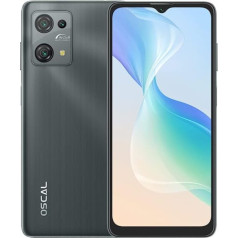 OSCAL C30 PRO Android 12 4G viedtālrunis bez līguma, Qcta-Core 4GB + 64GB, 6,5 collu HD+, Dual SIM (3 karšu slots) mobilais tālrunis, 12MP + 5MP kamera, 5080mAh akumulators, GPS pirkstu nospiedumu sejas atbloķēšana, melna