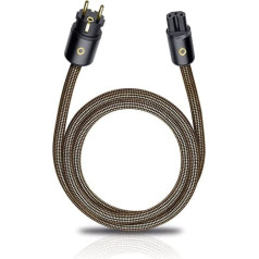 Oehlbach XXL strāvas vads — augstas klases strāvas kabelis — HPOCC barošanas kabelis ar 4 mm² iekšējo vadītāja šķērsgriezumu un dubultu ekranējumu, pārbaudīts VDE — spraudņa tips C15 (Schuko) līdz CEE7/7-75 cm, sēpijas brūns