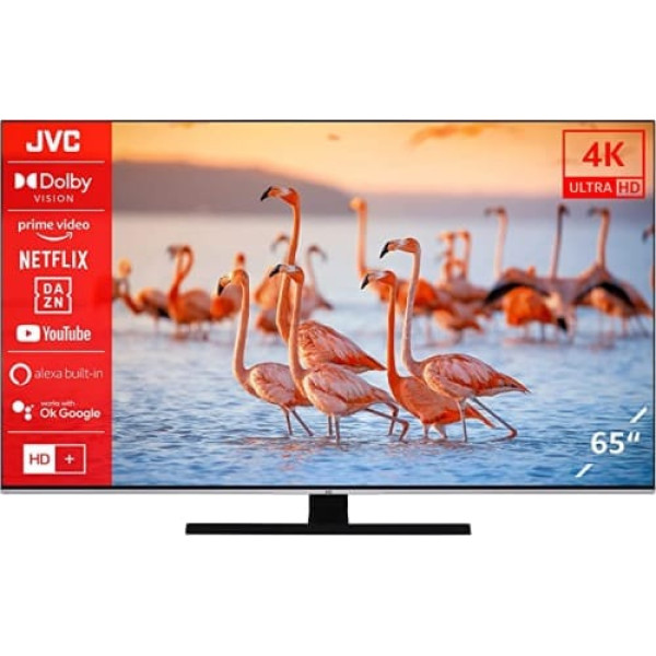 JVC LT-65VU8156 65 collu televizors/viedtelevizors (4K Ultra HD, HDR Dolby Vision, trīskāršs uztvērējs, iebūvēts Alexa, Bluetooth, Dolby Atmos) - 6 mēneši HD+ iesk. [2023]