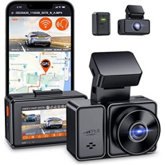 VANTRUE E2 Dual 1944P Dash Cam Car 5GHz WiFi GPS, bezvadu un balss vadāma paneļu kamera priekšējā aizmugurē, WDR nakts redzamības bufera stāvvietas režīma automašīnas kamera, 2,45 collu 320° cilpas ierakstīšanas G sensors, maks. 512 GB