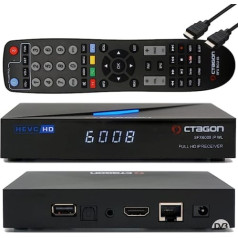 Octagon SFX6008 IP WL 150 WiFi H.265 HEVC Full HD E2 Linux televizora pierīce un viedais uztvērējs, interneta TV ar atbalstu no satelīta uz klientu, YouTube, tīmekļa radio, 150 Mbit WLAN un EasyMouse HDMI-K. Melns