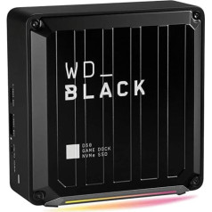 WD_Black D50 spēļu dokstacija 1 TB (2x Thunderbolt 3 porti, DisplayPort 1.4, 2x USB-C, 3x USB-A, audio ieslēgšana/izslēgšana un Gigabit Ethernet pielāgojams RGB apgaismojums) Melns