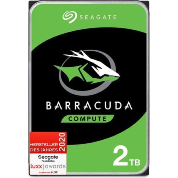 Seagate BarraCuda 2 TB HDD, iekšējais cietais disks (8,9 cm (3,5 collas), 7200 apgr./min., 256 MB kešatmiņa, SATA 6 Gb / s, sudrabs) Modeļa nr.: ST2000DMZ08 / DM008, FFP