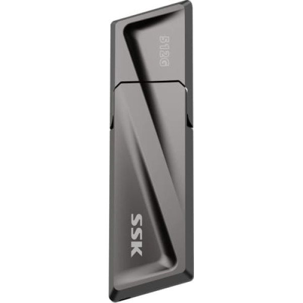 SSK 512 GB USB3.2 Gen2 cietvielu disks, līdz 550 MB/s lasīšanas un 500 MB/s rakstīšanas pārnēsājams ārējais SSD + USB-C adapteris klēpjdatoriem, planšetdatoriem un citām C tipa ierīcēm