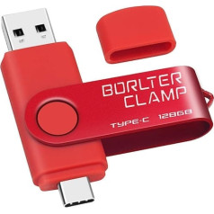 Type C USB Stick 128 GB, BorlterClamp 2 in 1 OTG Memory Stick USB 3.0 Double Port USB C Flash Drive for Android Smartphone Samsung S10/S9/S8, Huawei, Tablets and Computers (Red)