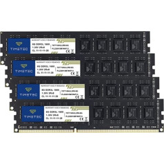 Timetec 32 GB KIT (4 x 8 GB) DDR3L / DDR3 1600 MHz (DDR3L-1600) PC3L-12800 / PC3-12800 bez ECC, nebuferēta 1,35 V/1,5 V CL11 2Rx8 divkāršā atmiņa, dators MSDDu Moderns, 240 top RAM