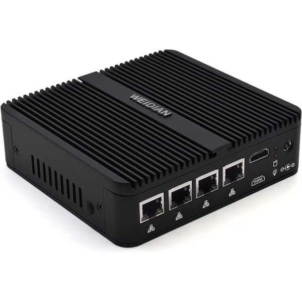 Firewall 2.5GbE, Firewall PC, Network Security Micro Appliance, Router PC, Celeron J4125, AES-NI, HDMI, RS232 COM, 2USB3.0, 4RJ45 LAN, SIM slots, savietojams ar pfSense/OPNsense utt (8GB RAM/256GB SSD)