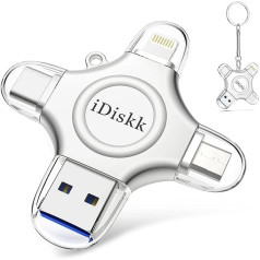 iDiskk 512GB Photo Stick priekš iPhone, 4 vienā iPhone Lightning USB zibatmiņas disks, ārējās iPhone atmiņas kartes, iPad krātuve, darbojas ar jaunāko iPhone USB-C ierīci, Android tālruni, Mac un datoru