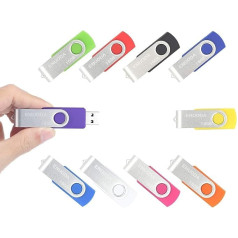 ENUODA 16 GB Rotating Metal USB Memory Stick, High Speed USB 2.0 Flash Drive Pack (Assorted Colours)