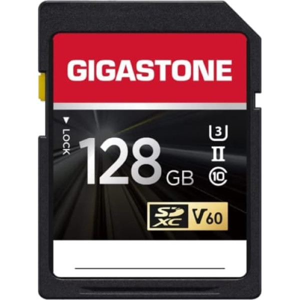 Gigastone 128GB UHS-II SD karte V60 U3 SDXC atmiņas karte līdz 230MB/s DSLR digitālajām kamerām Canon Sony Nikon Olympus Pentax 4K UHD video ierakstīšana