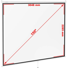 Projektora ekrāns pusautomātiskais sienas griestu paklājs balts 150 '' 312,8x239 cm 4: 3