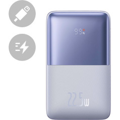 Powerbank Bipow Pro 20000mAh 22,5W ar USB-C kabeli 0,3m violets