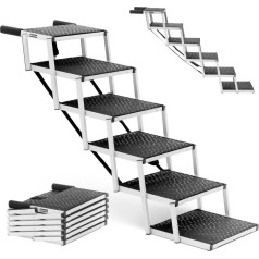 Saliekamās alumīnija kāpnes sunim automašīnai, augstums 81 cm līdz 68 kg - 6 pakāpieni