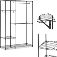 Stiepļu statīvs drēbēm pie garderobes skapja 4 plaukti 3 pakaramie 120 x 45 x 179,5 cm līdz 270 kg