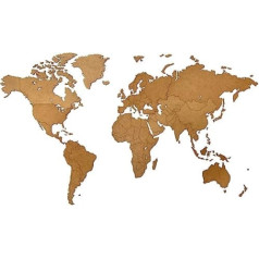 MiMi Innovations World Map Wall, высококачественная деревянная карта мира, настенное украшение, наклейки на стену, 90/130/180 x 280 x 54/78/108/170 см, черный / коричнев