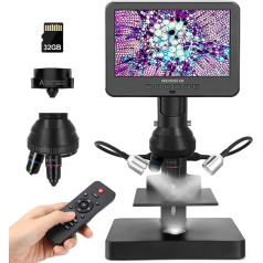 Andonstar AD246S-P HDMI digitālais mikroskops ar 7 collu ekrānu, 4000 x 3 objektīvu 2160P UHD video ierakstīšanu, monētu mikroskopu kļūdu monētām, bioloģiskā mikroskopa komplektu pieaugušajiem un bērniem