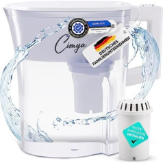 CIMYA ūdens filtrs dzeramais ūdens | Ūdens filtra krūze + filtra kasetnes [aktīvā ogle] Ūdens atkaļķotājs Ūdens mīkstinātājs Krāna ūdens filtrs galda ūdens filtrs