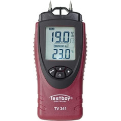 Testboy TV 341 Moisture Meter (Measure Moisture Content in Building Materials, No Separate Test Leads or Tips, Auto Power Off, Integrated Self-Testing Unit) Red/Black