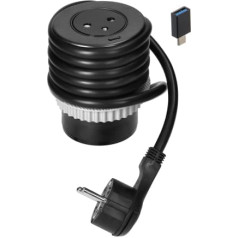 Orno 2P+Z darbvirsmas padziļināta ligzda ar EasyEject sistēmu, USB 3.0, 1,5 m + USB adapteris