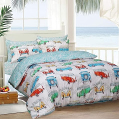 Sleepdown Tropical & Caravan Print Poly Cotton Reversable Segas pārvalka komplekts 3 Dab Double