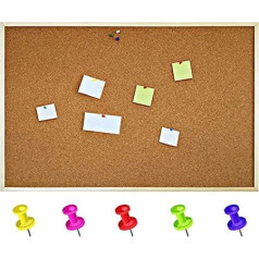 Creative Home 120 x 90 cm Large Pin Board Cork Includes 5 Pin Pins Cork Wall Cork Board Wooden Frame Memo Board Made in the EU Ideal for Office, School, Bedroom and Home