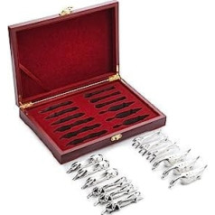 BMTyne UK Animals of England Silver Knife Rest Set with Mahogany Gift Box (Set of 12 Cutlery Tray)