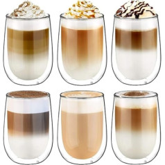 Glastal dubultsienu Latte Macchiato espresso krūzes, espresso glāžu komplekts, termiskais stikls, kafijas/dzeramās glāzes, 120-350 ml (pilna ietilpība), 2 komplekts