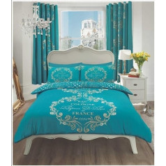 EASY CARE FLORAL SEGAS KOMPLEKTS AR PIEMĒROJAMĀM SPILVENDĀNĀM TEAL GEOMETRIC GULTAS KOMPLEKTS KING SIZE