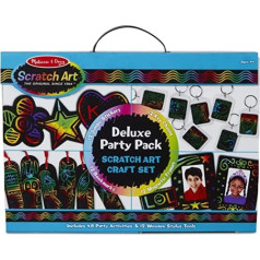 Melissa & Doug Scratch Art® luksusa ballīšu komplekta rokdarbu komplekts — 12 jumbo uzlīmes, 12 atslēgu piekariņi, 12 grāmatzīmes, 12 magnētiski rāmji, 12 irbuli