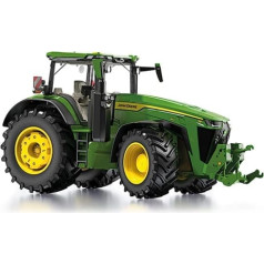 WIKING 077859 John Deere 8R 410 traktora modelis, 1:32, metāls/plastmasa, no 14 gadiem, daudzas funkcijas, atvēršanas pārsegs, pārvietojamas augšējās un apakšējās atsaites